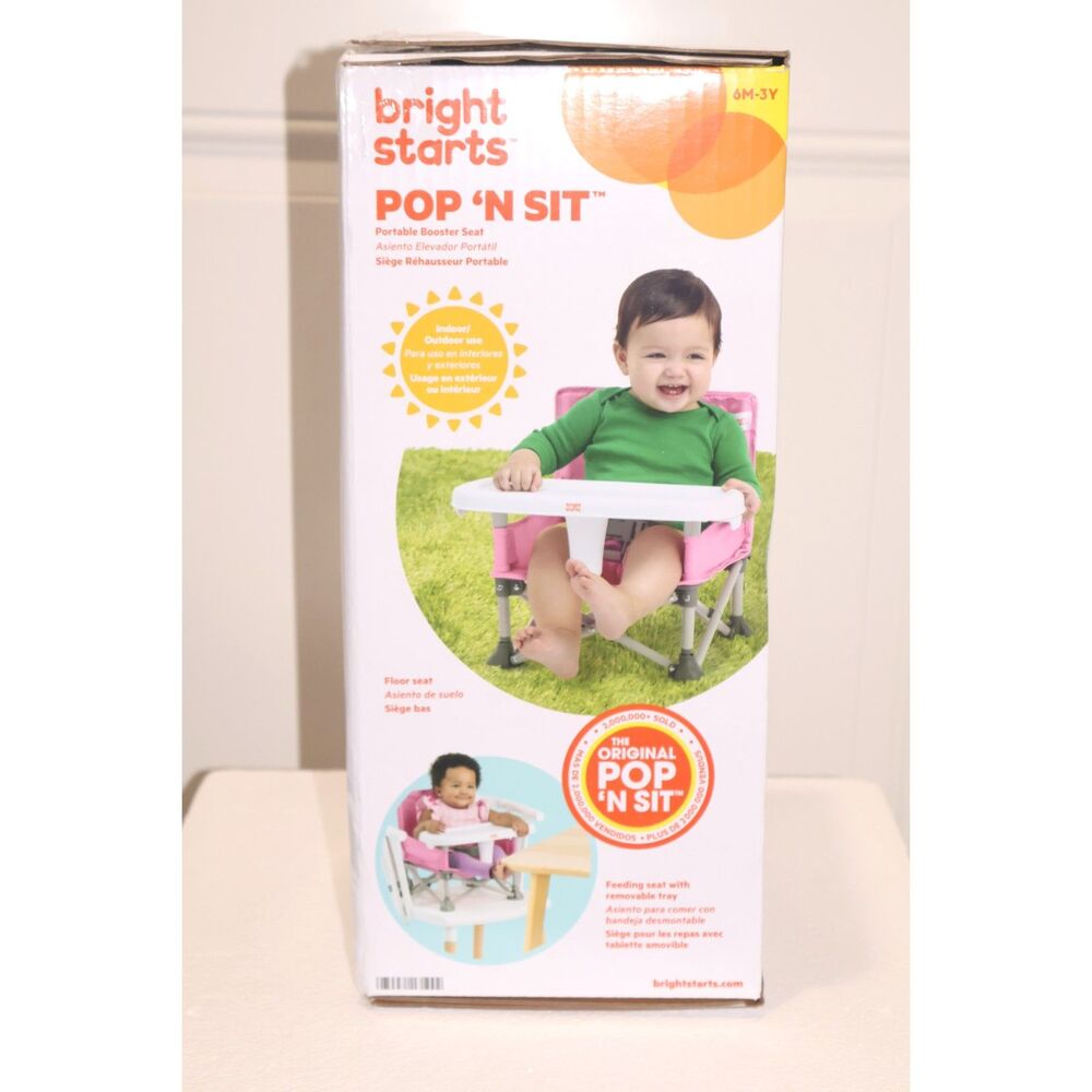 Bright Starts Pop ’N Sit Portable Booster Seat Pink 6M-3Y
